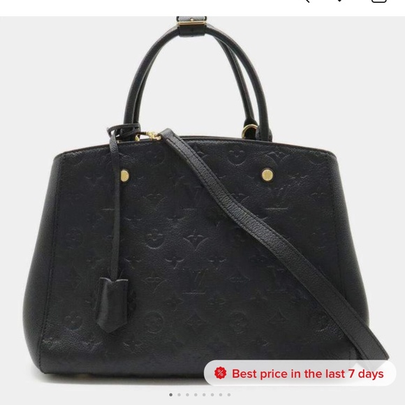 Louis Vuitton Black Monogram Empreinte Leather Montaigne MM Tote Bag - Picture 1 of 7